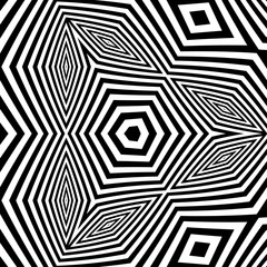 Black and White Abstract Striped Background. Optical Art. 3d Vector Illustration.
