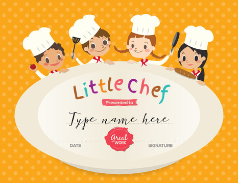 Kids Cooking class certificate design template