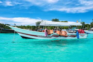 Paradise Island with a Long tail boat, Koh Lipe, Andaman sea, Thailand
