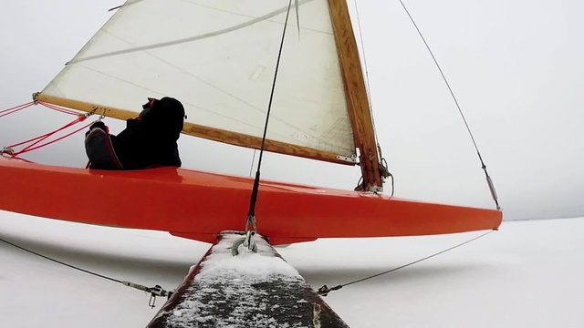 Iceboat on lake Razliv near St-Petersburg, Russia from right side