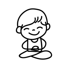 Hand drawing cartoon happy boy mediation
