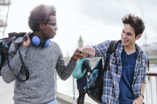 UK, London, two best friends bro greeting