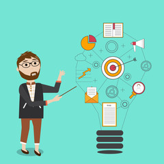 Hipster show and explain ideas for success.illustratoion EPS 10.