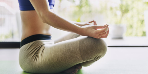Woman Yoga Practice Pose Training Concept