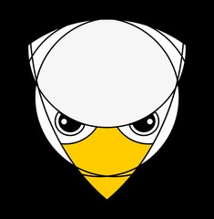 Falcon or eagle head. Raptor isolated on black