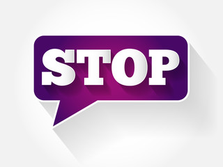 STOP text message bubble, flat background concept