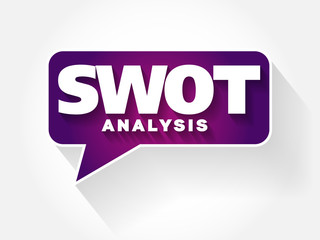 SWOT Analysis text message bubble, flat background concept