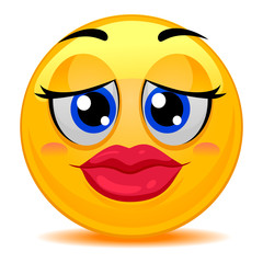 Vector Illustration of Smiley Emoticon Kissable Lips