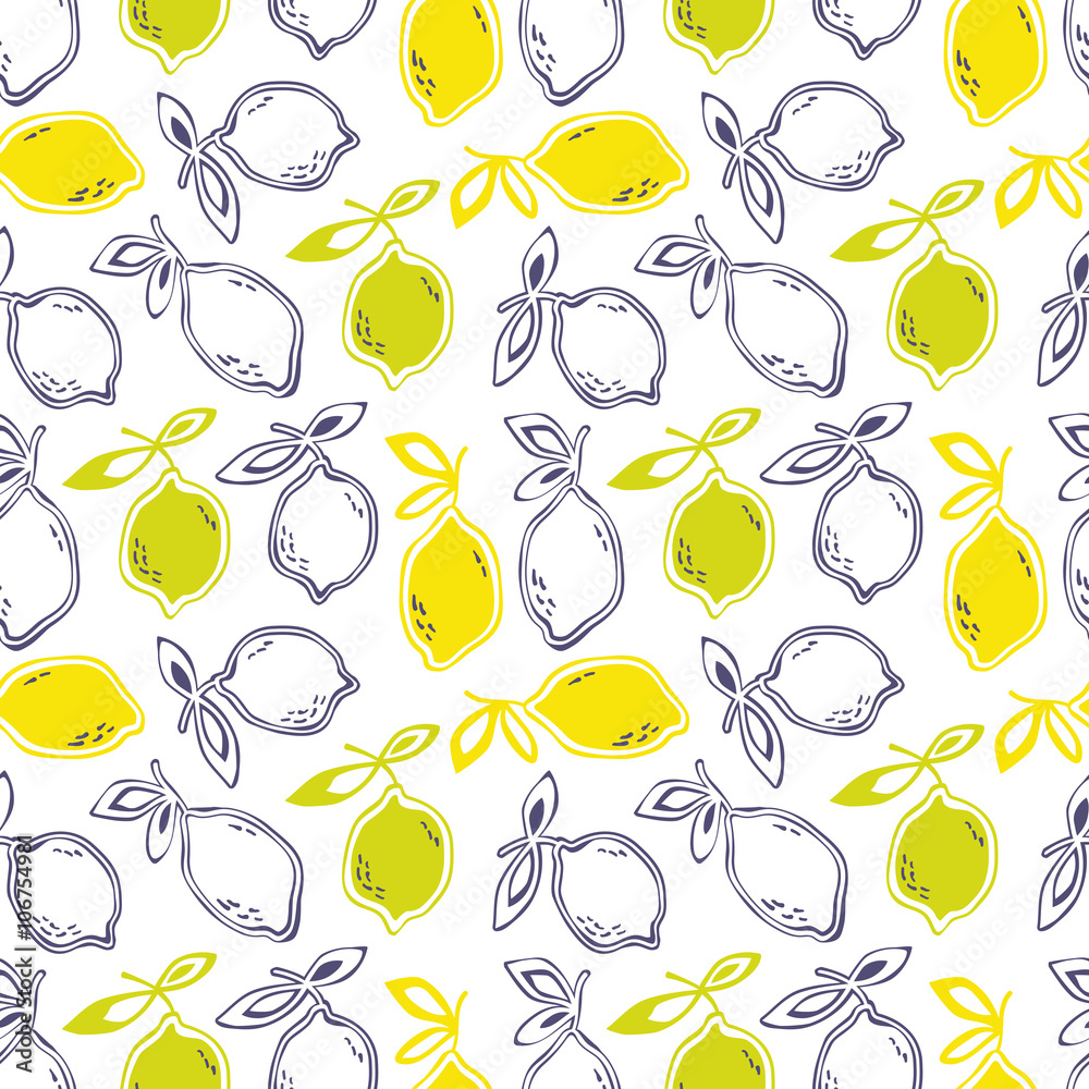 Poster seamless pattern with lemon fruits