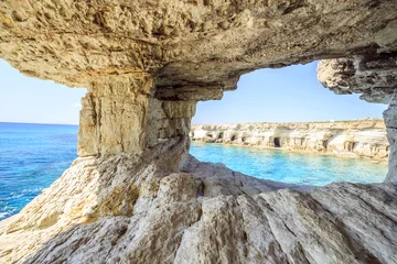 Fotobehang Beautiful cliffs and arches in Aiya Napa, Cyprus © eunikas