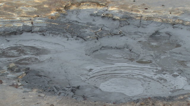 Bubbling mud pools at the Krysuvik thermal region on the Reykjanes peninsular in Iceland