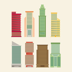 Skyscraper offices flat business buildings set