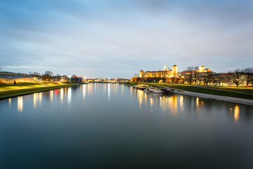 Fototapeta premium Wawel Castle and Vistula river in Krakow, Poland