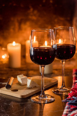 wine and a fire