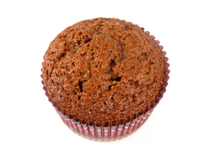 chocolate muffin isolated on white background