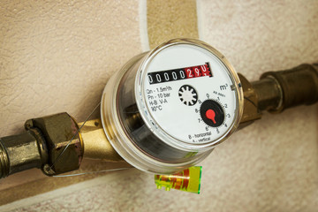 Water meters installed on the pipe and sealed