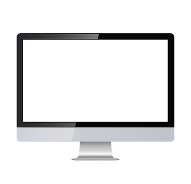 Computer display isolated on white background. With glare
