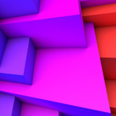 Abstract background with blue gradient overlapping cubes