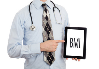 Doctor holding tablet - BMI