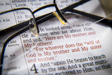 Bible text and glasses
