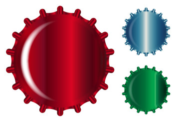 Three Metallic Bottle Caps