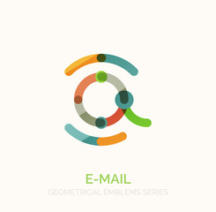 Vector email business symbol, or at sign logo. Linear minimalistic flat icon design