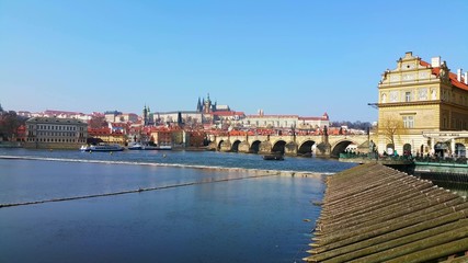 Prague Castle view with Charles Bridge in Czech Republic