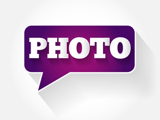PHOTO text message bubble, flat business concept background