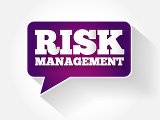 Risk Management text message bubble, flat business concept background