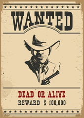 Wanted poster.Vector western illustration