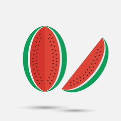 Illustration of ripe, juicy watermelon on a white background