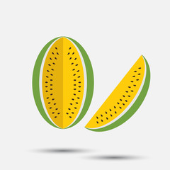 Illustration of ripe, juicy watermelon on a white background