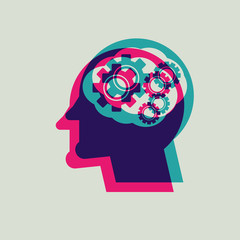 head with cog settings icon