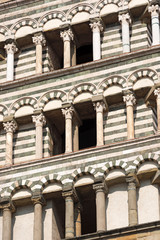 Cathedral of San Zeno - Pistoia Italy / Detail of the bell tower of San Zeno (St. Zeno) Cathedral of Pistoia, Tuscany, Italy