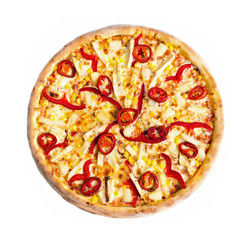 pizza goraca Mexico from the top on white background