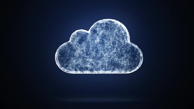 cloud storage from dots an lines slow moving, network conception from a plurality of hosts and communications 4K