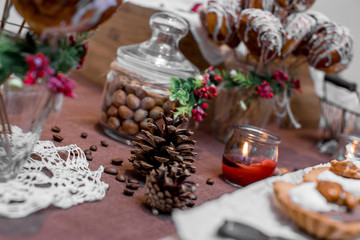 candle and fir cones