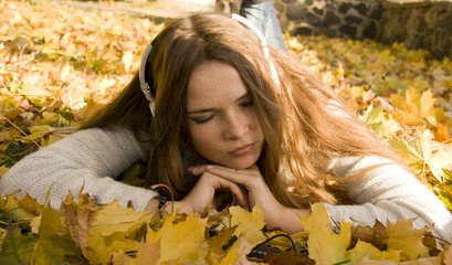 Woman listening to music