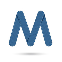 M font vector with blue Jeans on White background, Futuristic fo