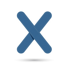 X font vector with blue Jeans  on White background, Futuristic f