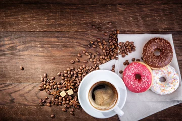 Zelfklevend Fotobehang coffee  beans donut © dimakp