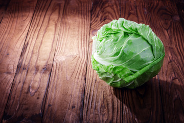 cabbage on a wooden