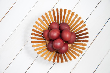 Colorful easter eggs with happy easter