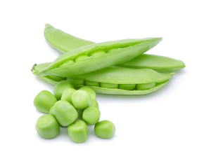 green beans on white background