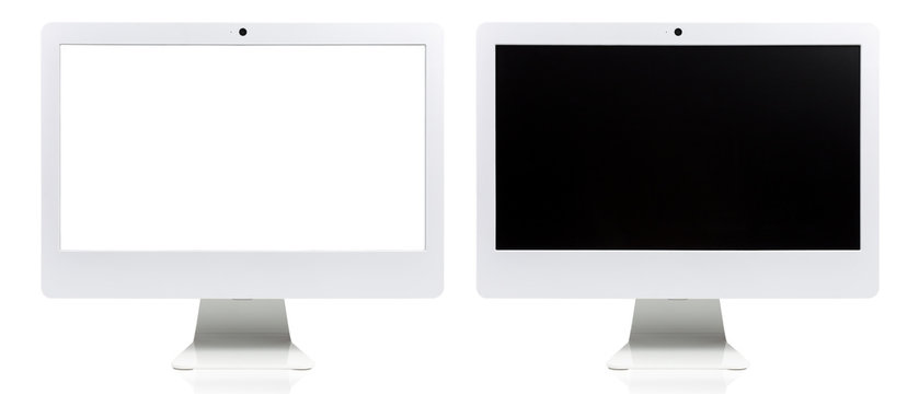 All-in-one computer. White pc with white screen