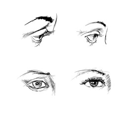 Hand drawing eyes on a white background. Vector illustration