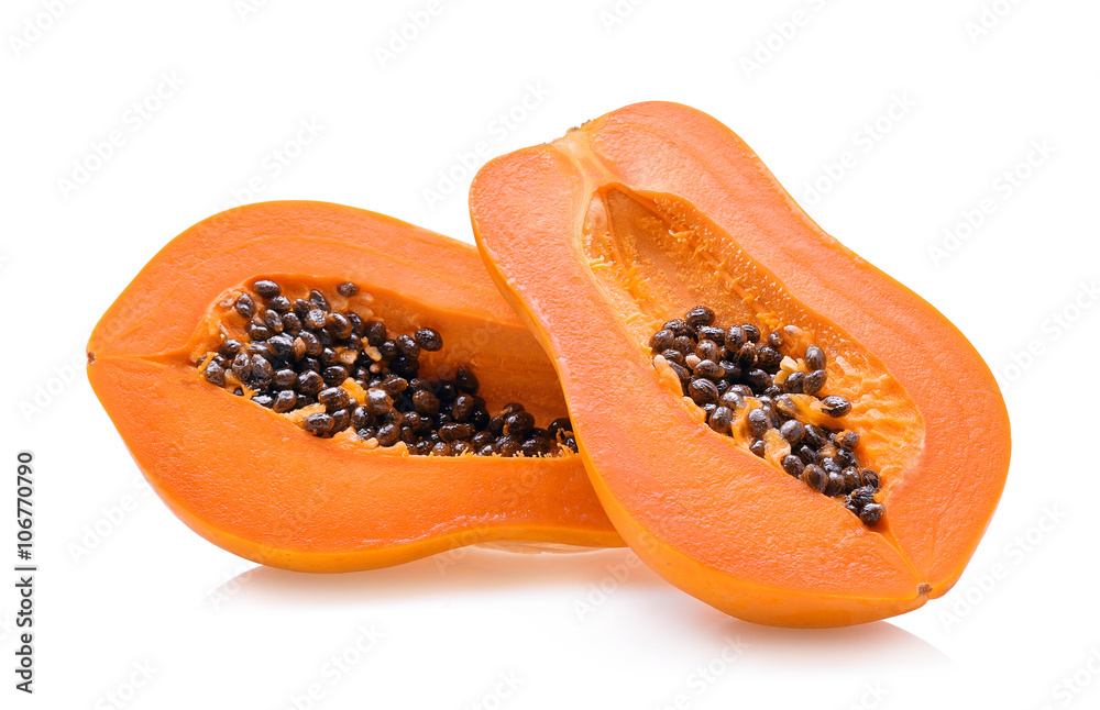 Wall mural papaya isolated on a white background