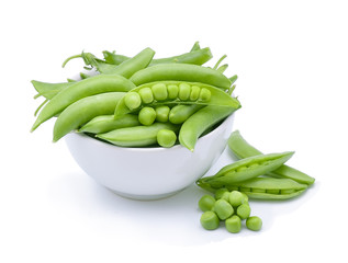 fresh green peas isolated on white background