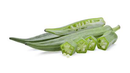 fresh okra isolated on a white background