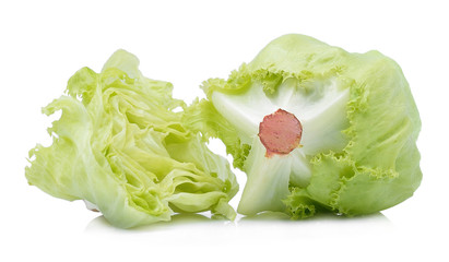 Green Iceberg lettuce on white background.